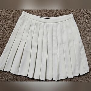 Zara White Pleated Skirt with Metallic Details